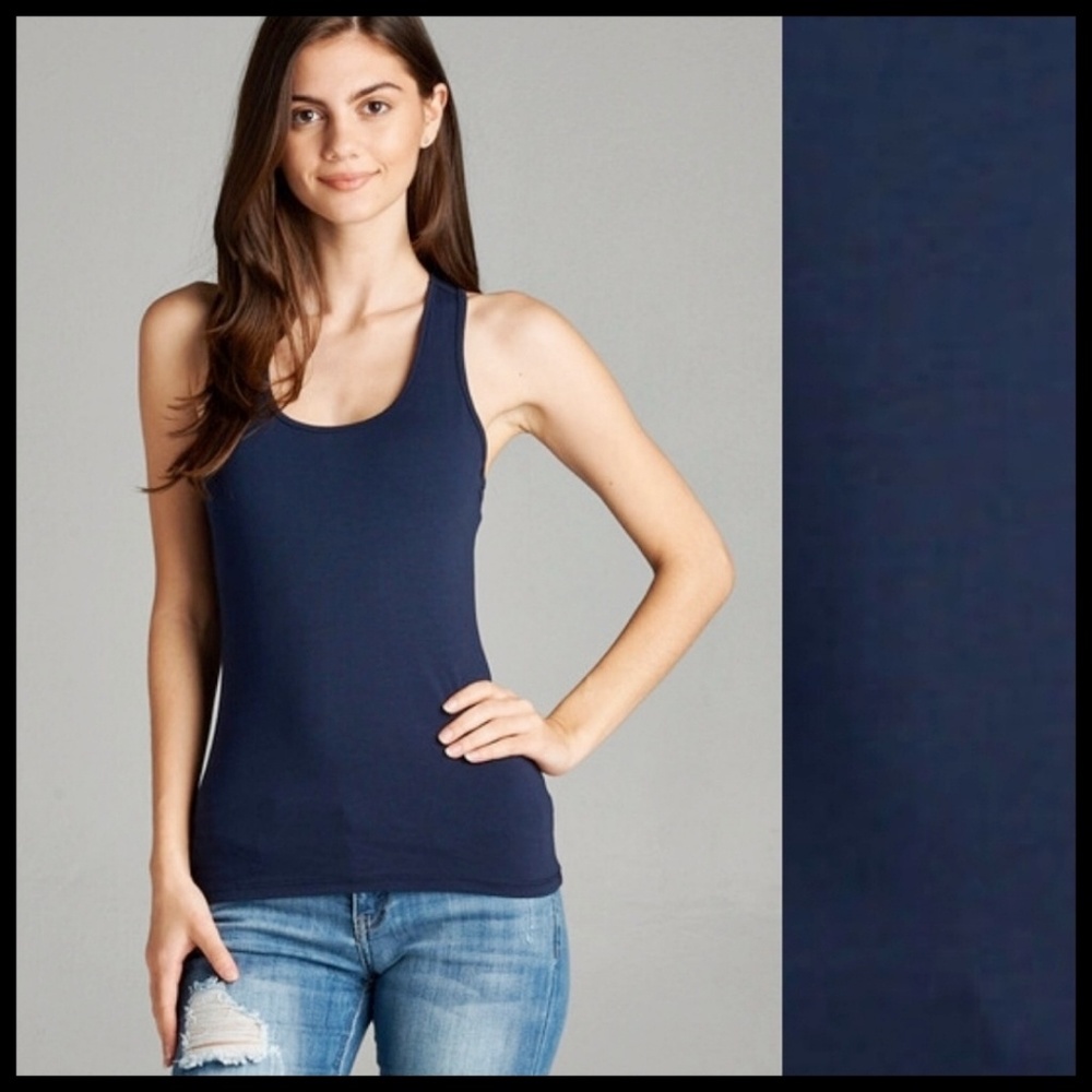 Racerback Tank Top Navy Blue, New